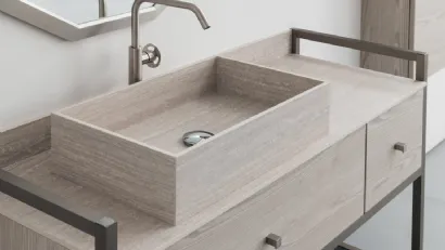 Mobile Bagno da appoggio in nobilitato effetto legno con piano e lavabo in HPL B201 BD022 di Compab