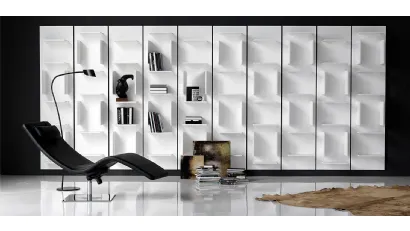 Libreria componibile a muro in legno laccato bianco Fifty di Cattelan Italia