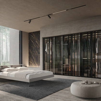 Armadio con ante battenti Lucifer vetro cannettato irregolare di Voltan