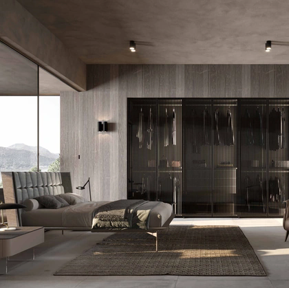 Armadio con ante battenti Lucifer vetro cannettato regolare di Voltan