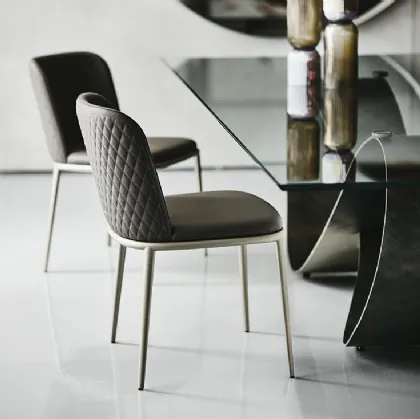 Sedia in pelle con schienale trapuntato Magda ML Couture di Cattelan Italia