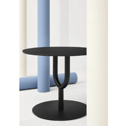 Tavolino Diapason con top e base in acciaio Nero goffrato di Infiniti
