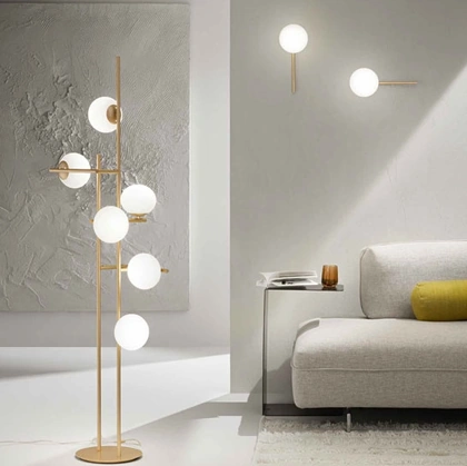 Lampada Jewel da terra in metallo e vetro soffiato di Ondaluce