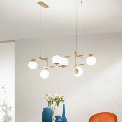 Lampada a sospensione in metallo e vetro Jewel di Ondaluce