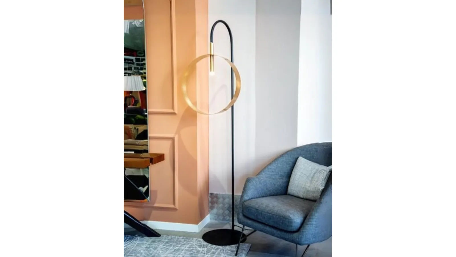 Lampada Led Loop PT in metallo verniciato grafite di Riflessi