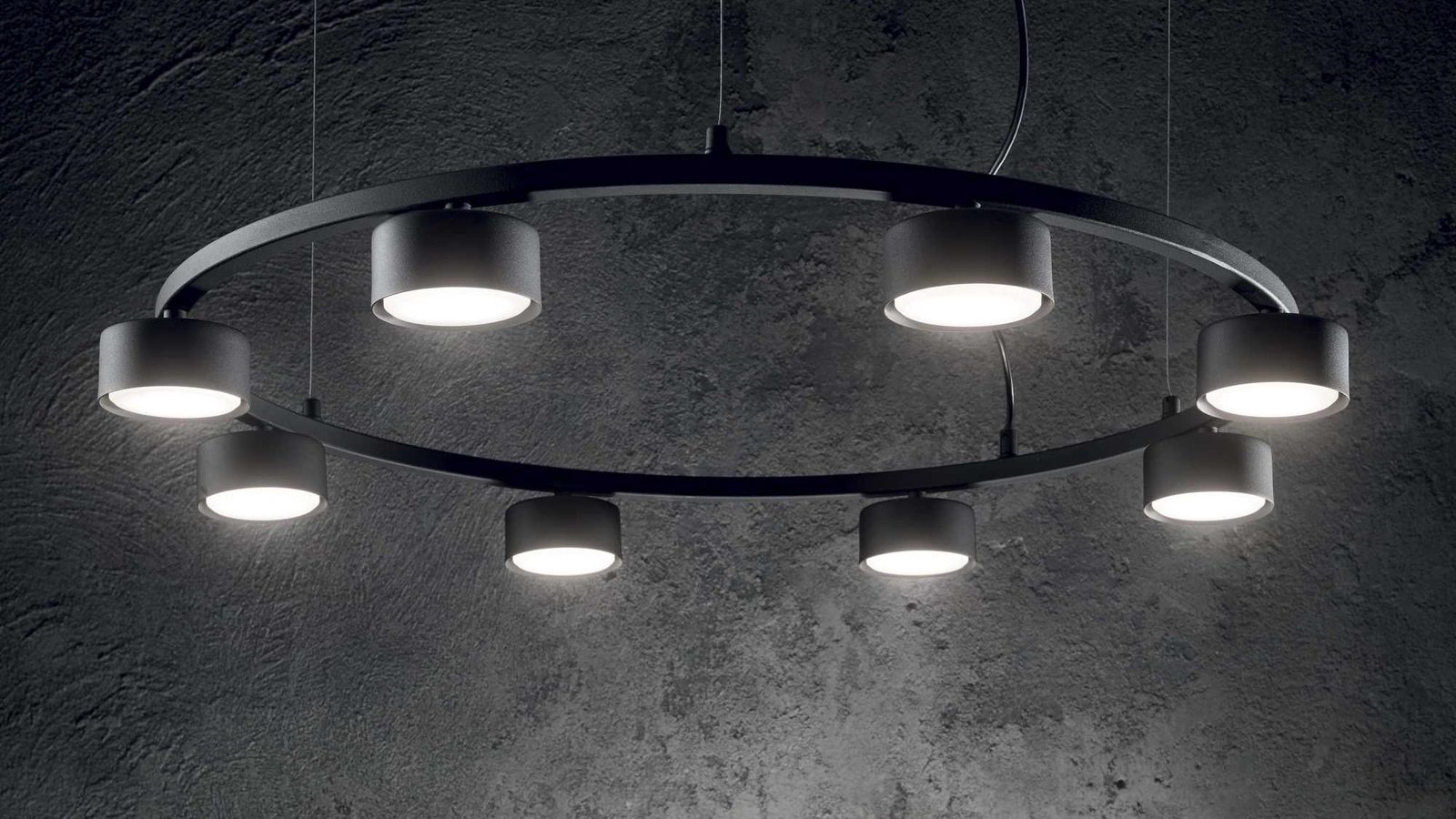 Lampada a sospensione Minor Round in metallo con sorgenti luminose a led di Ideal Lux
