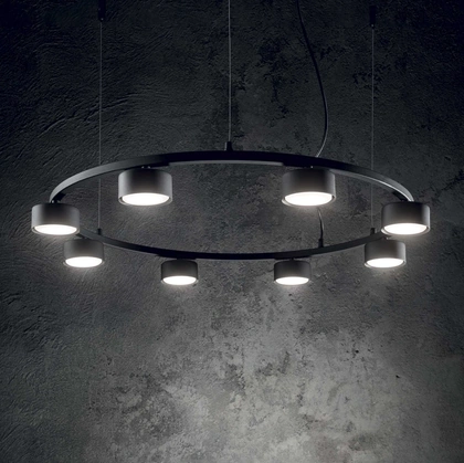 Lampada a sospensione Minor Round in metallo con sorgenti luminose a led di Ideal Lux