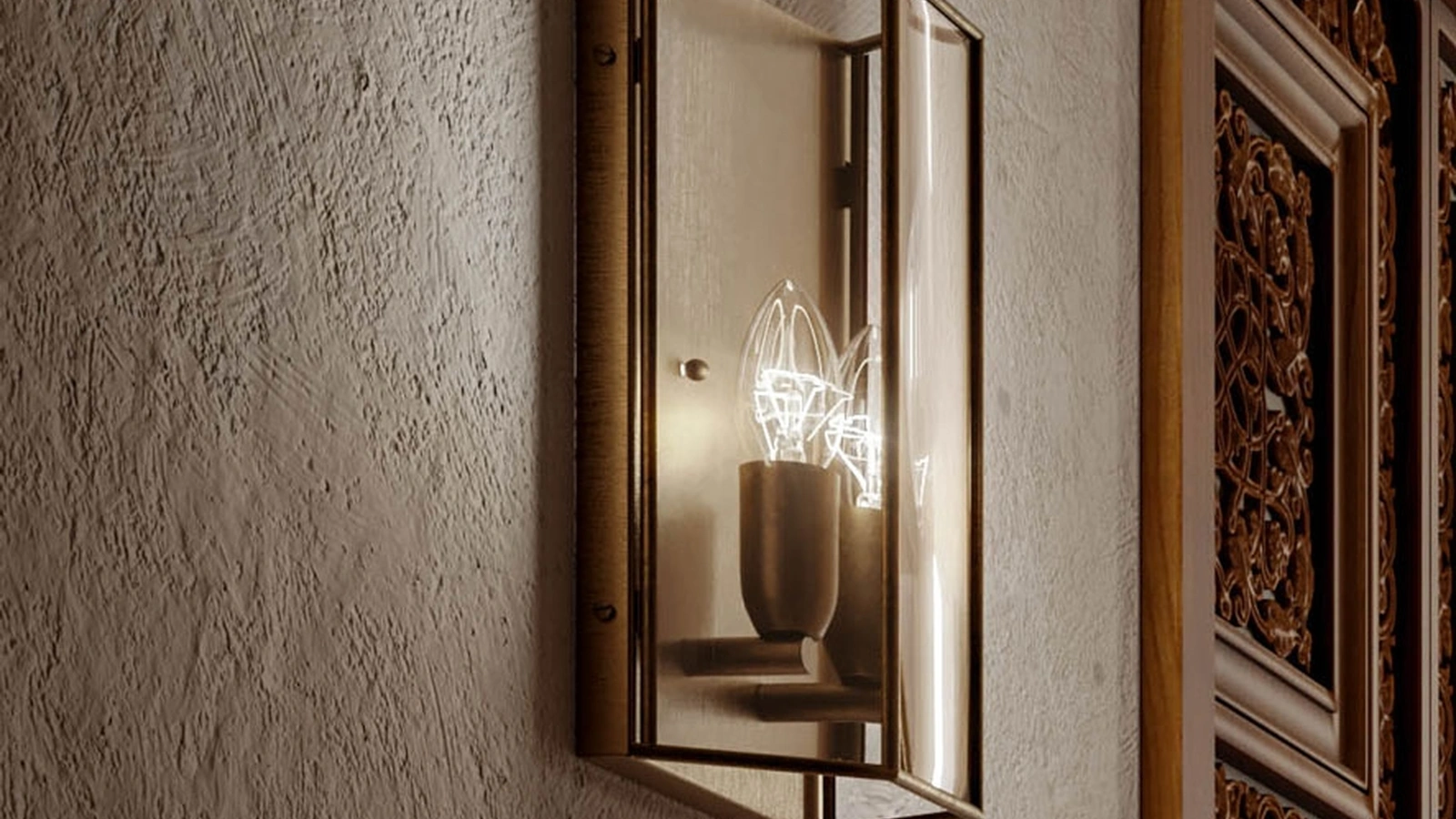 Lampada a parete Rilegato in ottone e vetro de Il Fanale