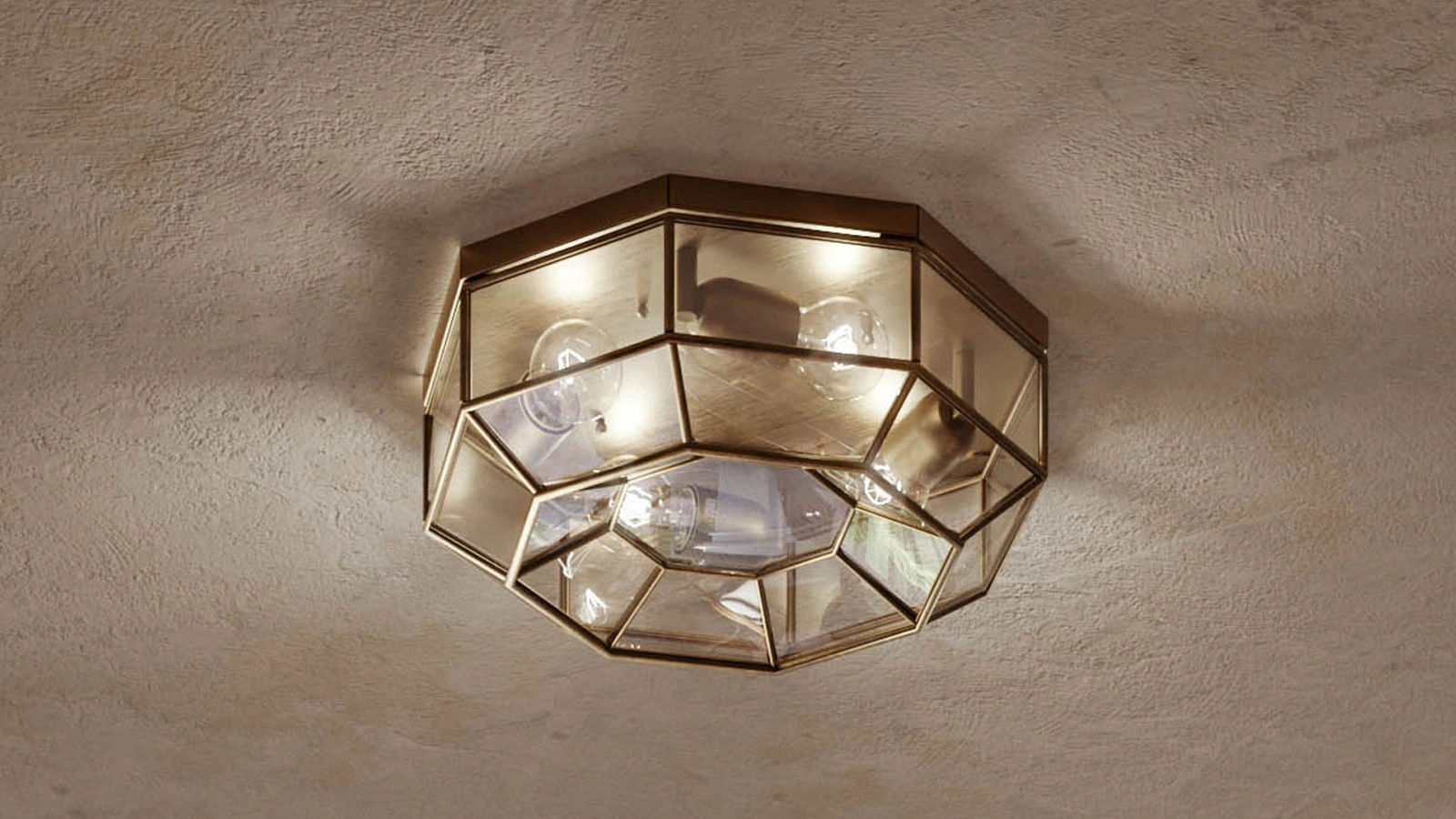 Lampada a soffitto Rilegato in ottone e vetro de Il Fanale
