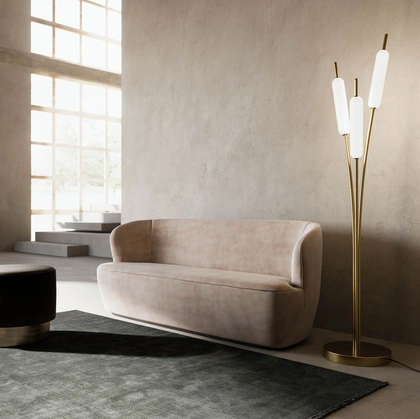 Lampada da terra Typha in ottone e vetro de Il Fanale
