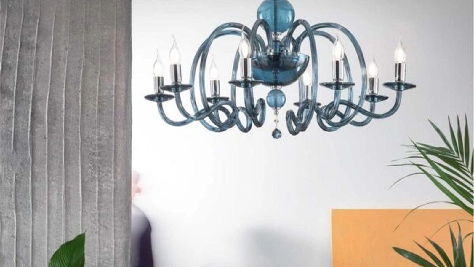 Lampada a sospensione Vivaldi in vetro e cristallo di Ondaluce