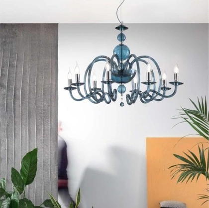 Lampada a sospensione Vivaldi in vetro e cristallo di Ondaluce