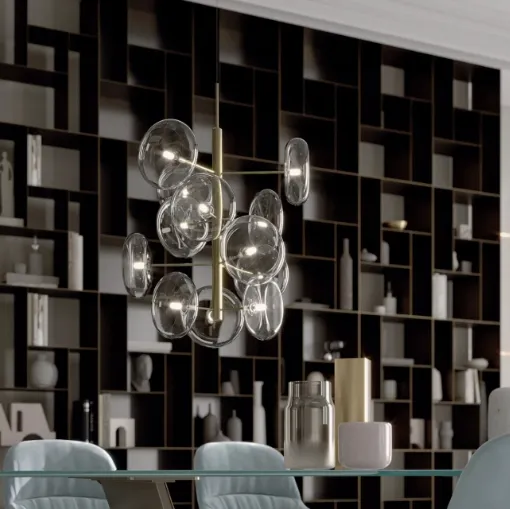 Lampada a sospensione Spark in vetro e ottone di Bontempi