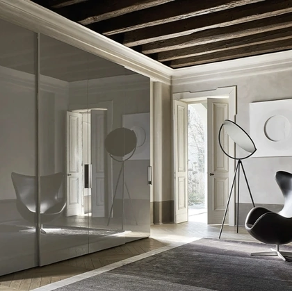 Armadio Anta Liscia in laccato lucido Ardesia con maniglia Mia di Sangiacomo