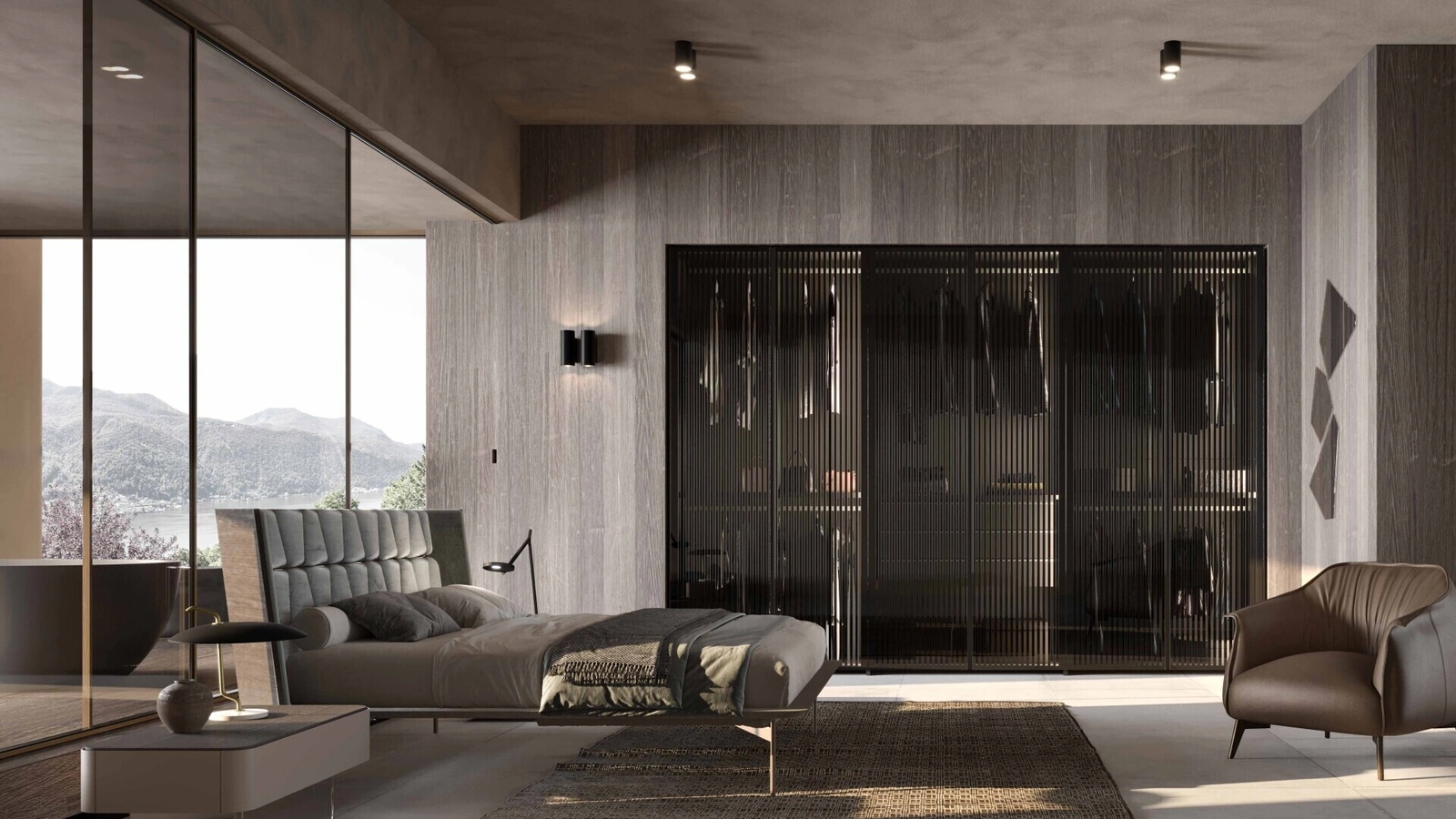 Armadio con ante battenti Lucifer vetro cannettato regolare di Voltan