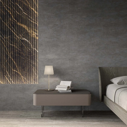 Comodino Elite Fisso laccato con piedini in vetro di Voltan