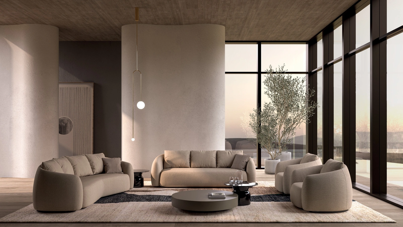 Salotto in tessuto imbottito Luna di Biba Salotti