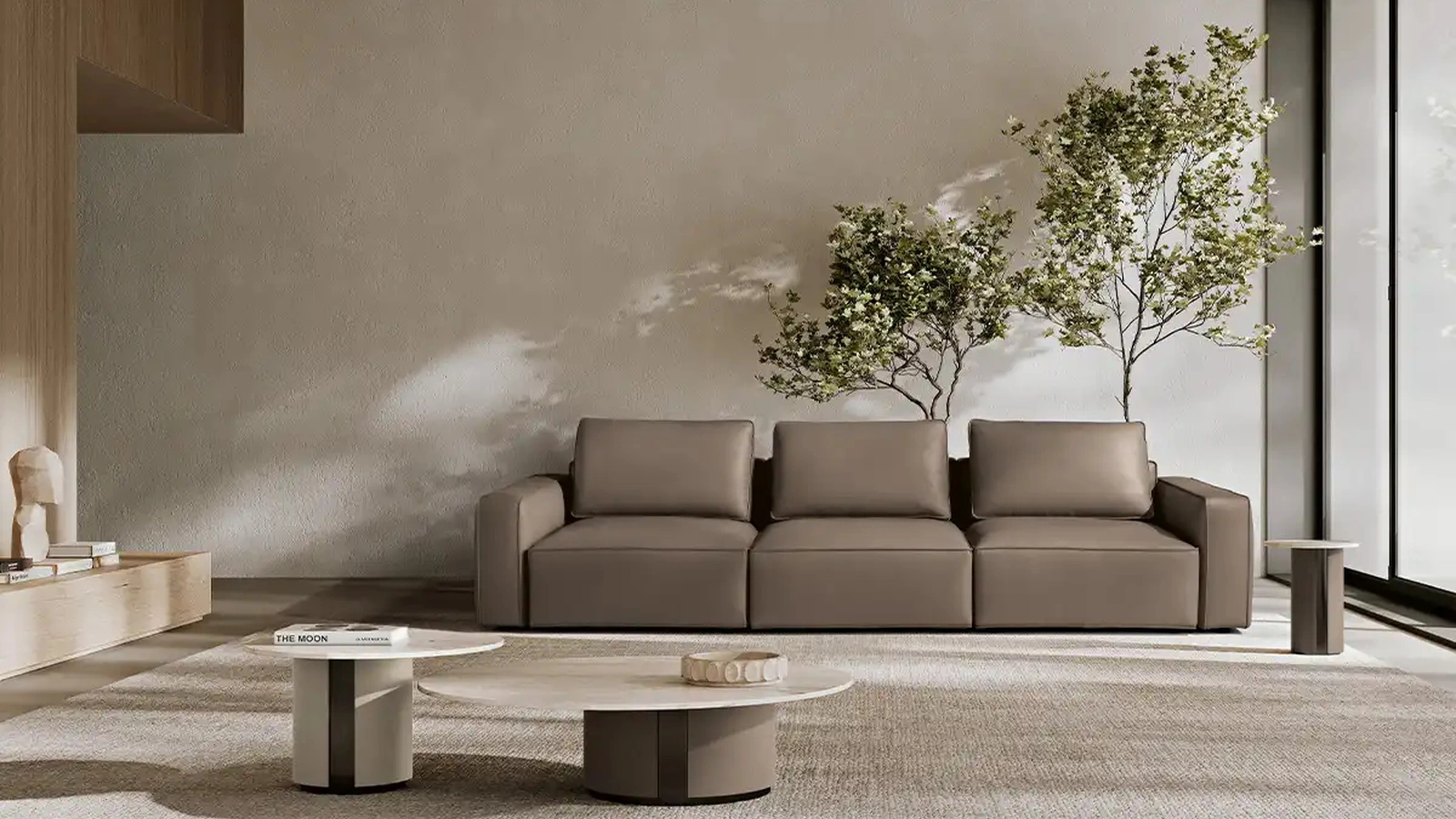 Divano lineare in pelle Raja di Max Divani