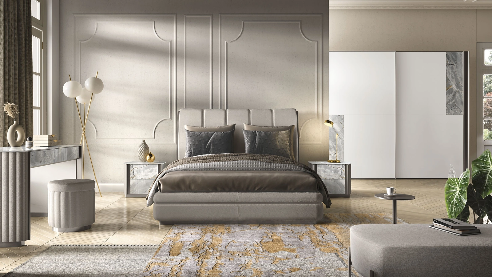 Letto in tessuto imbottito Era di Adriatica