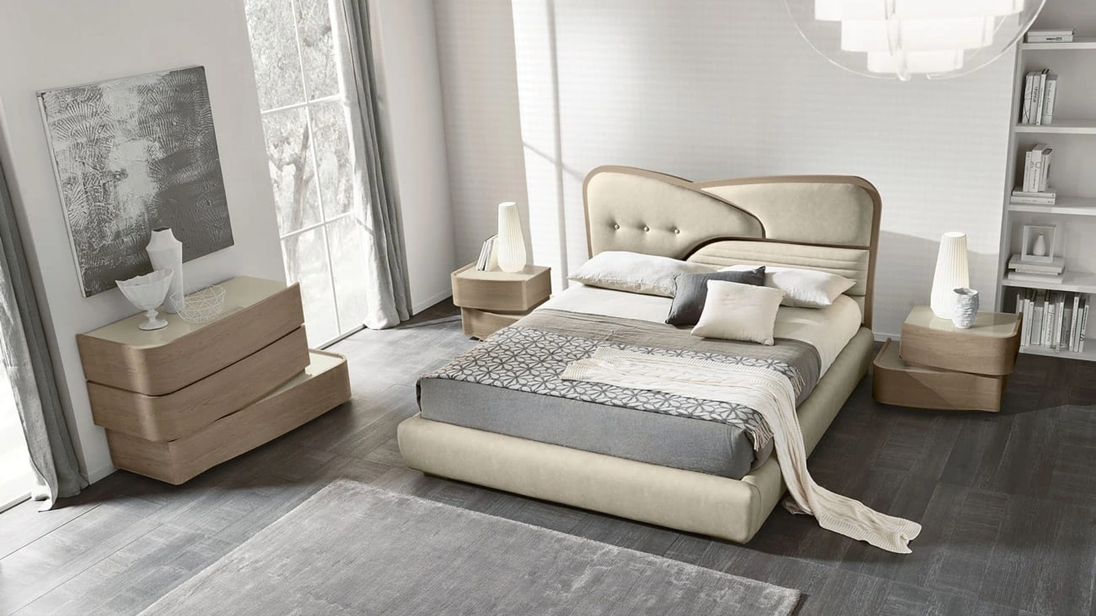 Letto in ecopelle con contenitore Ola di Adriatica