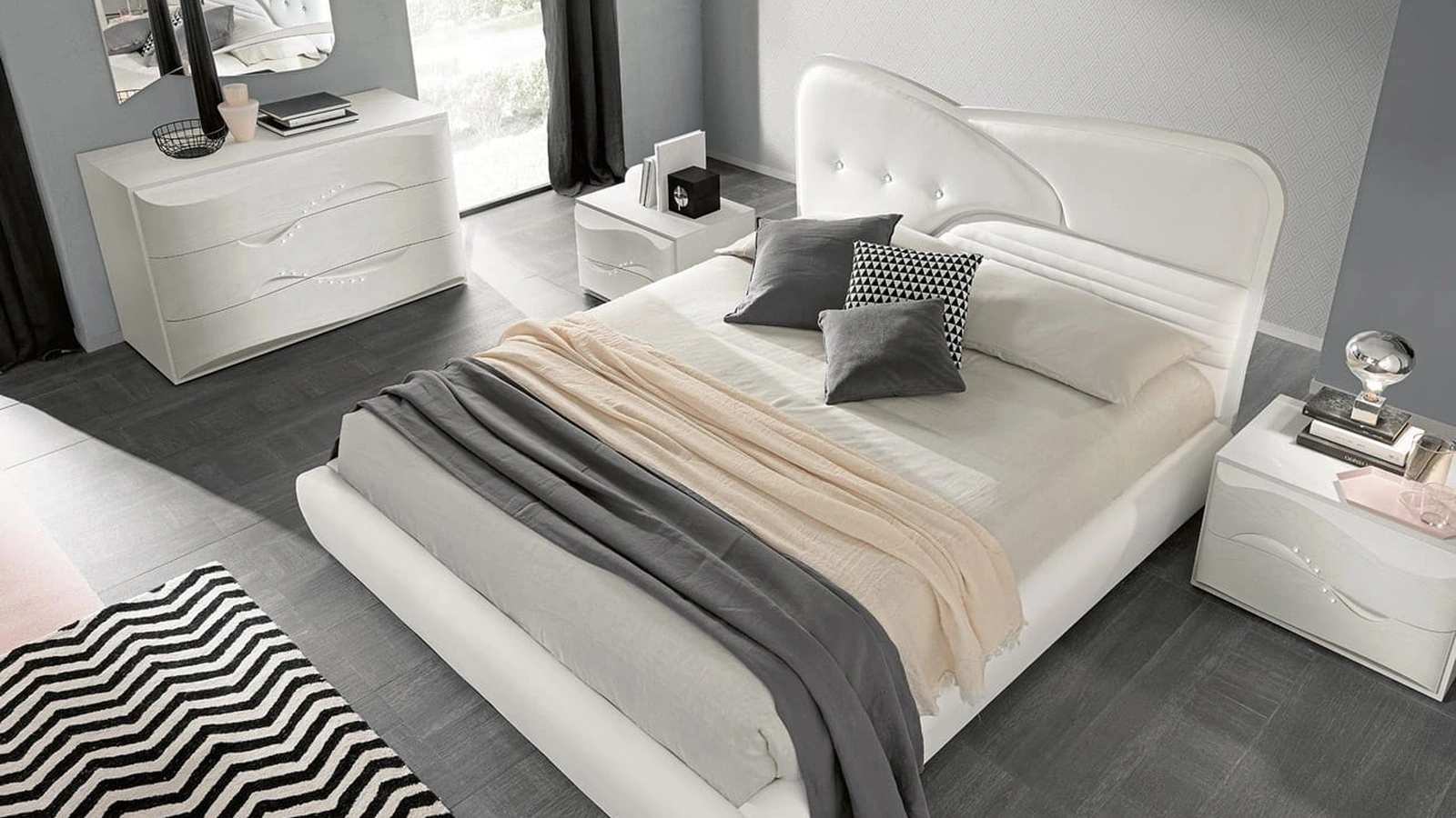 Letto in ecopelle con contenitore Ola di Adriatica