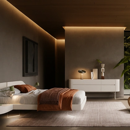 Letto Ottanta laccato latte di Voltan