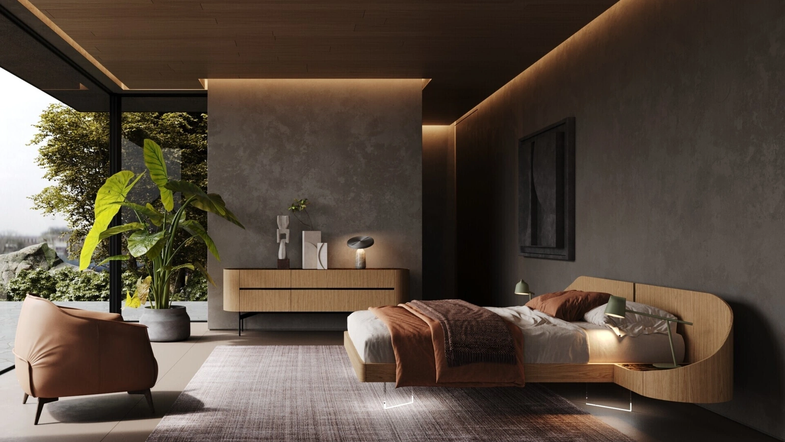 Letto Ottanta in legno di quercia di Voltan