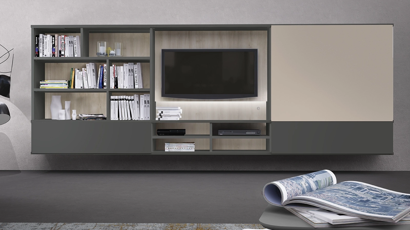 Libreria componibile sospesa Infinity L24 di Colombini Casa