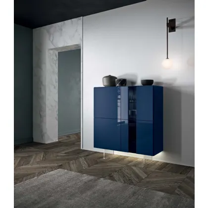 Madia Alta I-Modul Art in laccato lucido con piedini in metacrilato trasparente di Presotto