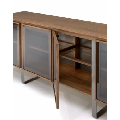 Madia Leonardo L415 in legno e vetro di Arte Brotto