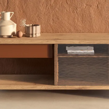 Madia in legno secolare e vetro cotto River di Nature Design