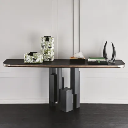 Consolle in Olmo e acciaio Skyline Wood-C di Cattelan Italia