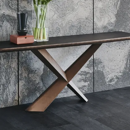 Consolle con piano in legno massello e acciaio Terminal Wood-C di Cattelan Italia