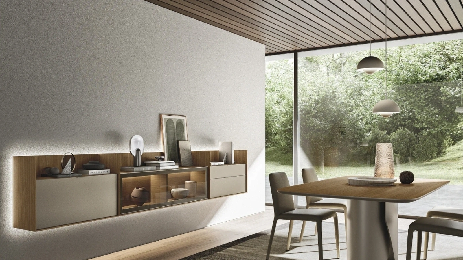 Mobile sospeso Cabaret One 03 in materico e legno di Sangiacomo