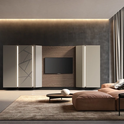 Parete Attrezzata Soggiorno con pensili terminali di Voltan