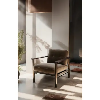 Poltroncina in tessuto con struttura in legno di Faggio e metallo Lauro di Franco Ferri