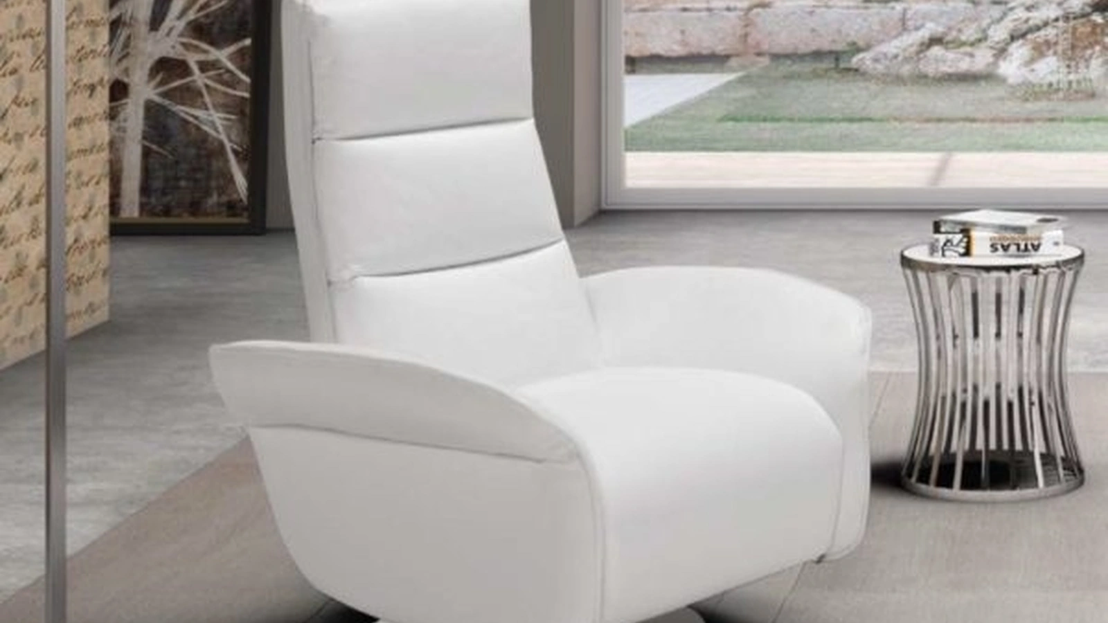 Poltrona relax con testiera regolabile e base in metallo Bruxelles Swivel di Spaziorelax