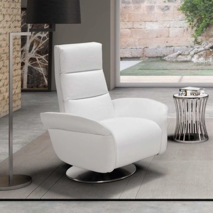 Poltrona relax con testiera regolabile e base in metallo Bruxelles Swivel di Spaziorelax