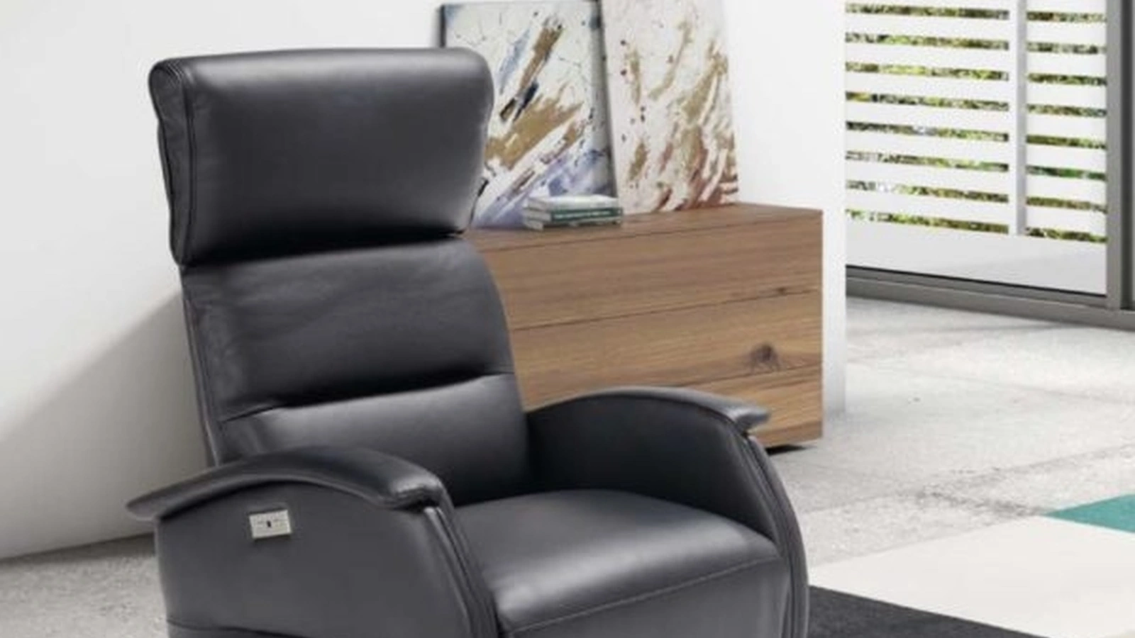 Poltrona relax con testiera regolabile Ginevra Swivel di Spaziorelax