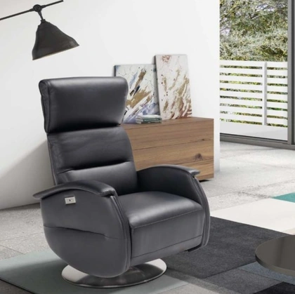 Poltrona relax con testiera regolabile Ginevra Swivel di Spaziorelax