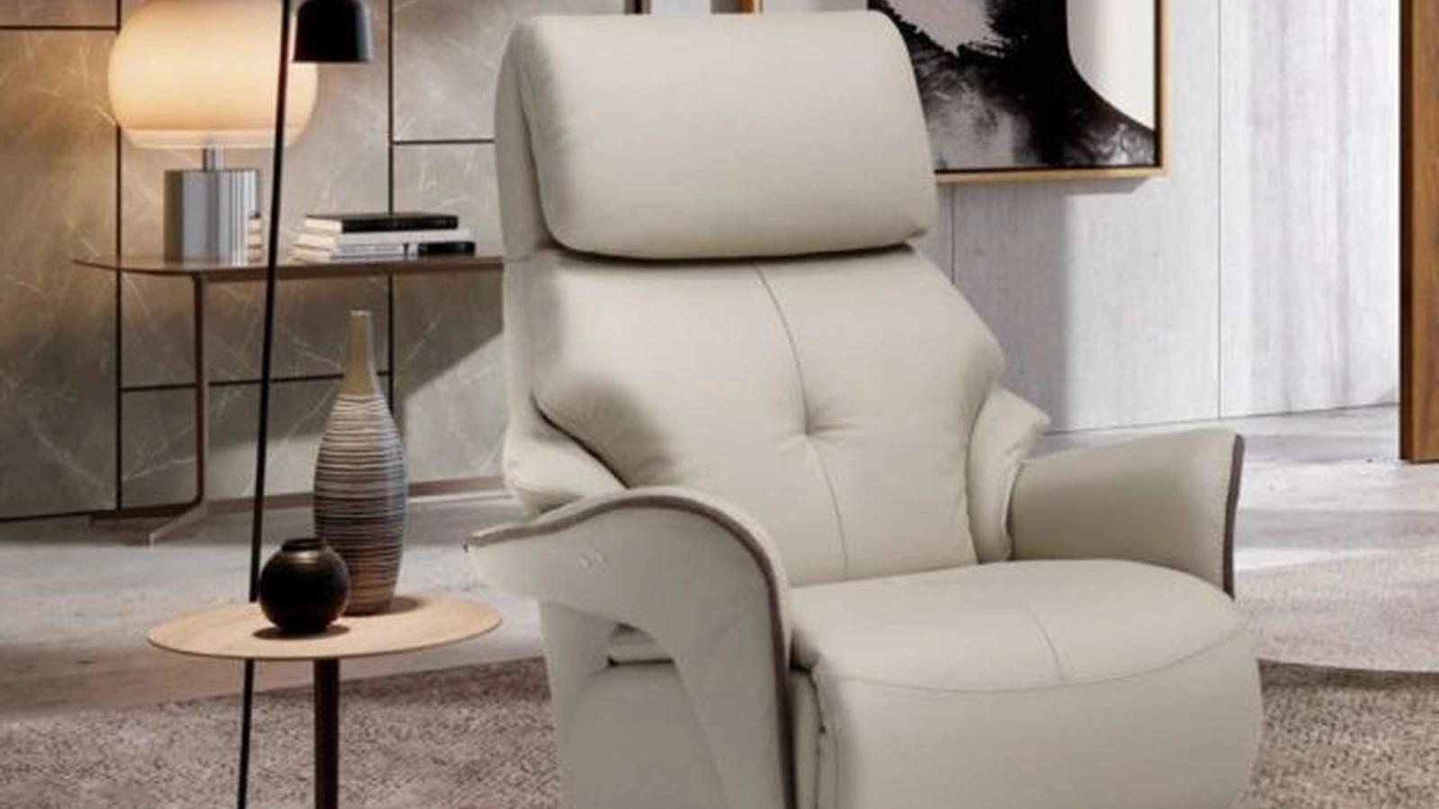 Poltrona relax con testiera regolabile Moon Swivel di Spaziorelax
