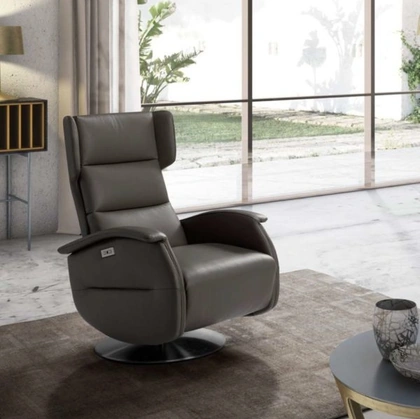 Poltrona relax in ecopelle con base in acciaio Siviglia Swivel di Spaziorelax