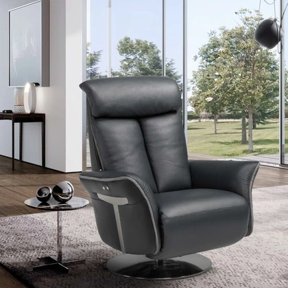 Poltrona relax in pelle con seduta assistita Venus Swivel di Spaziorelax
