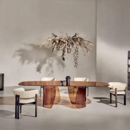 Tavolo in vetro cotto Ambra Blur di Nature Design