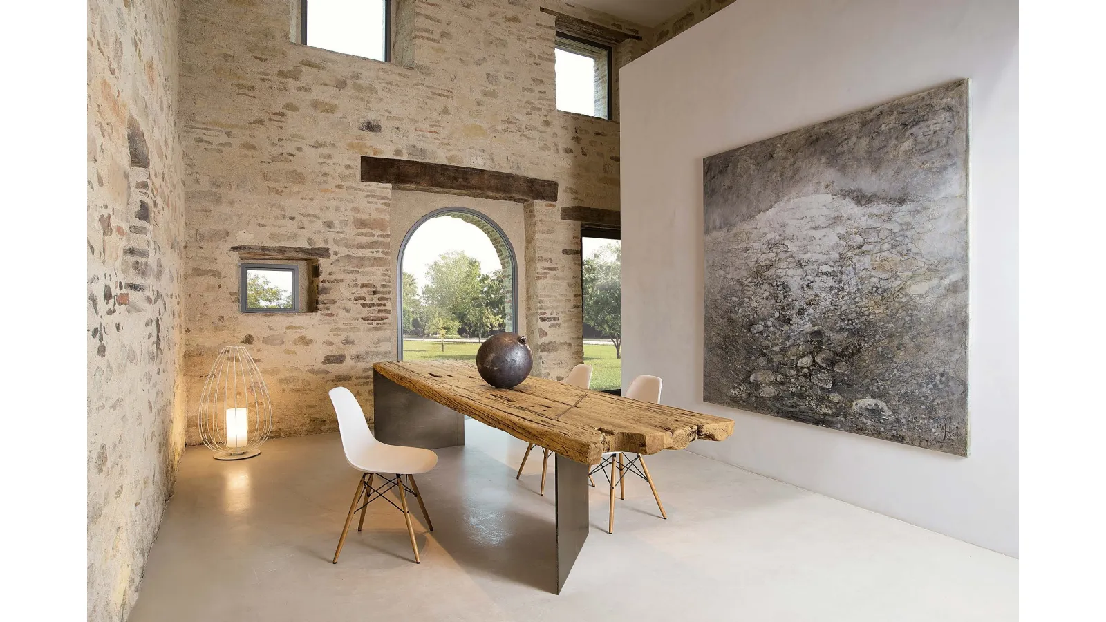 Tavolo ILL Metal in legno secolare di Nature Design