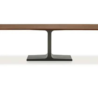 Tavolo Palace Wood con top in legno e base in metallo laccato Bianco di Sovet