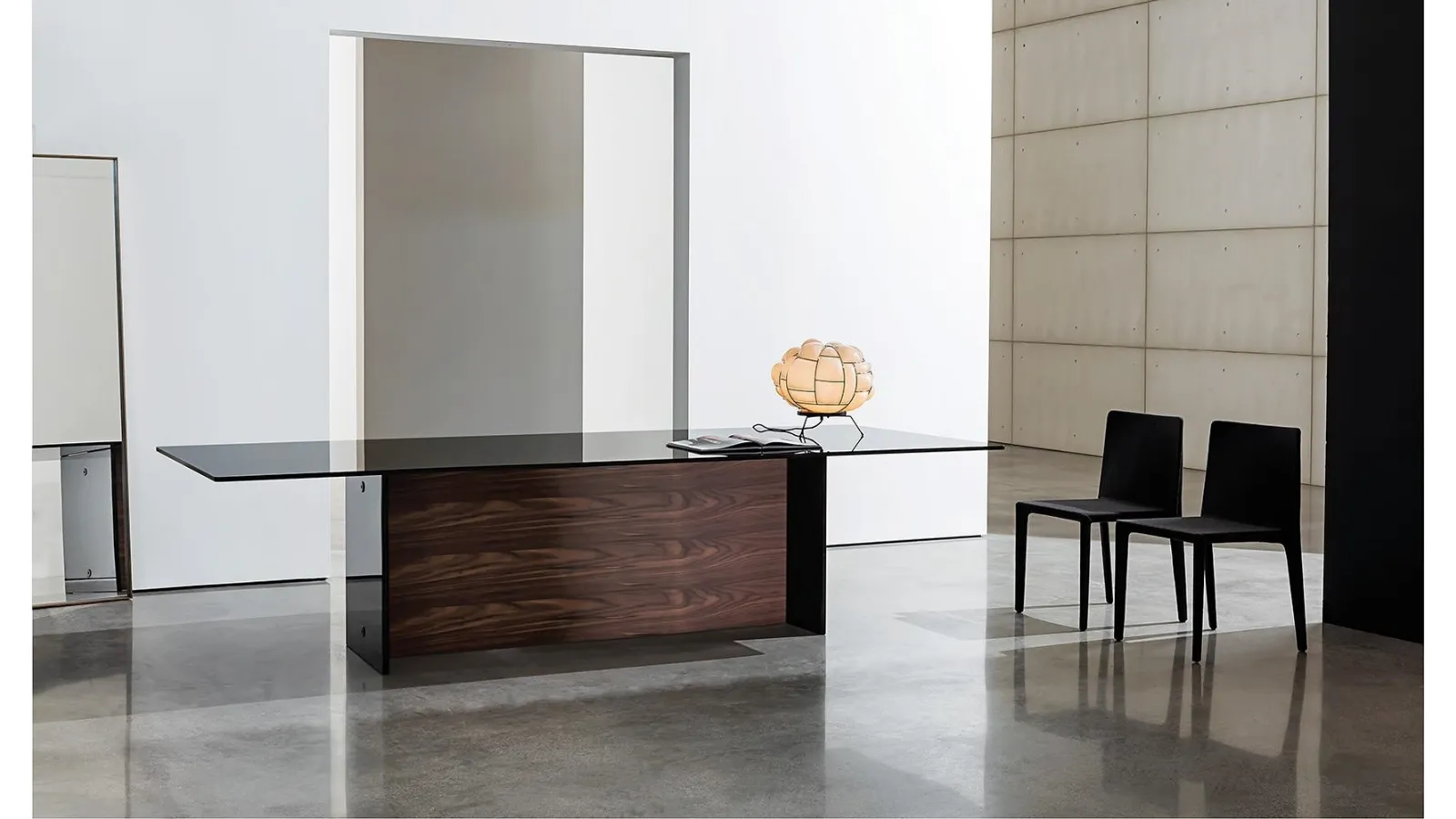 Tavolo Regolo con doppia base in vetro e legno di Sovet