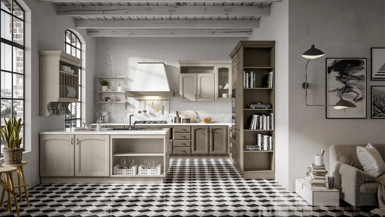 Cucina Classica Cantica con penisola di Home Cucine