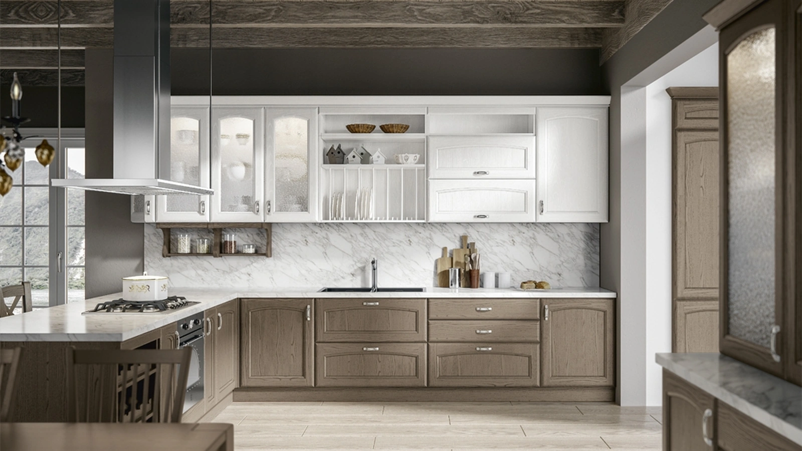 Cucina Classica Cantica con penisola di Home Cucine
