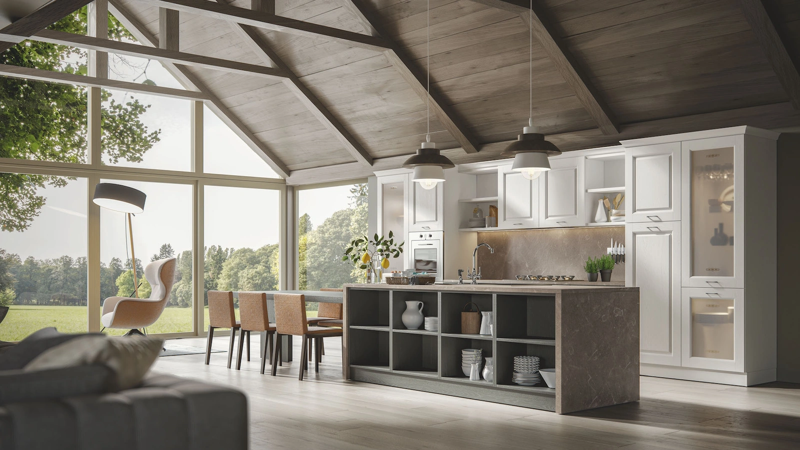 Cucina Classica Contea con isola di Home Cucine